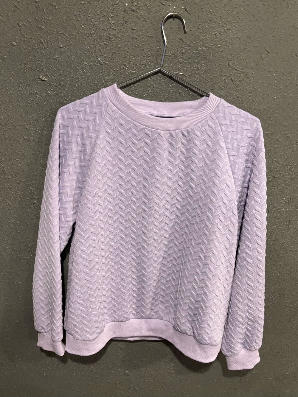 SHEIN Lilac Textured Crewneck Sweatshirt